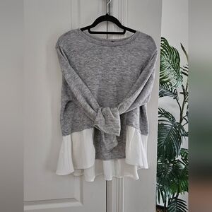 Gray and White Layered Sweater